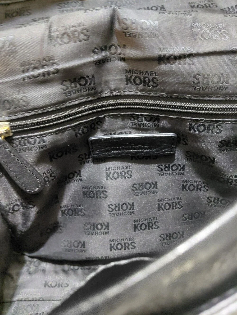 Michael Kors Black Leather Crossbody with Gold MK Emblem